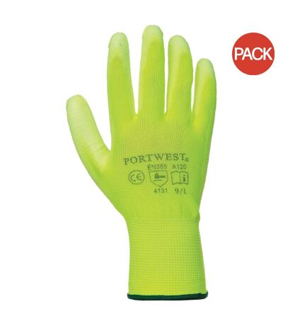 Pack of 2  Pu palm coated gloves a120 / workwear  xl yellow Portwest