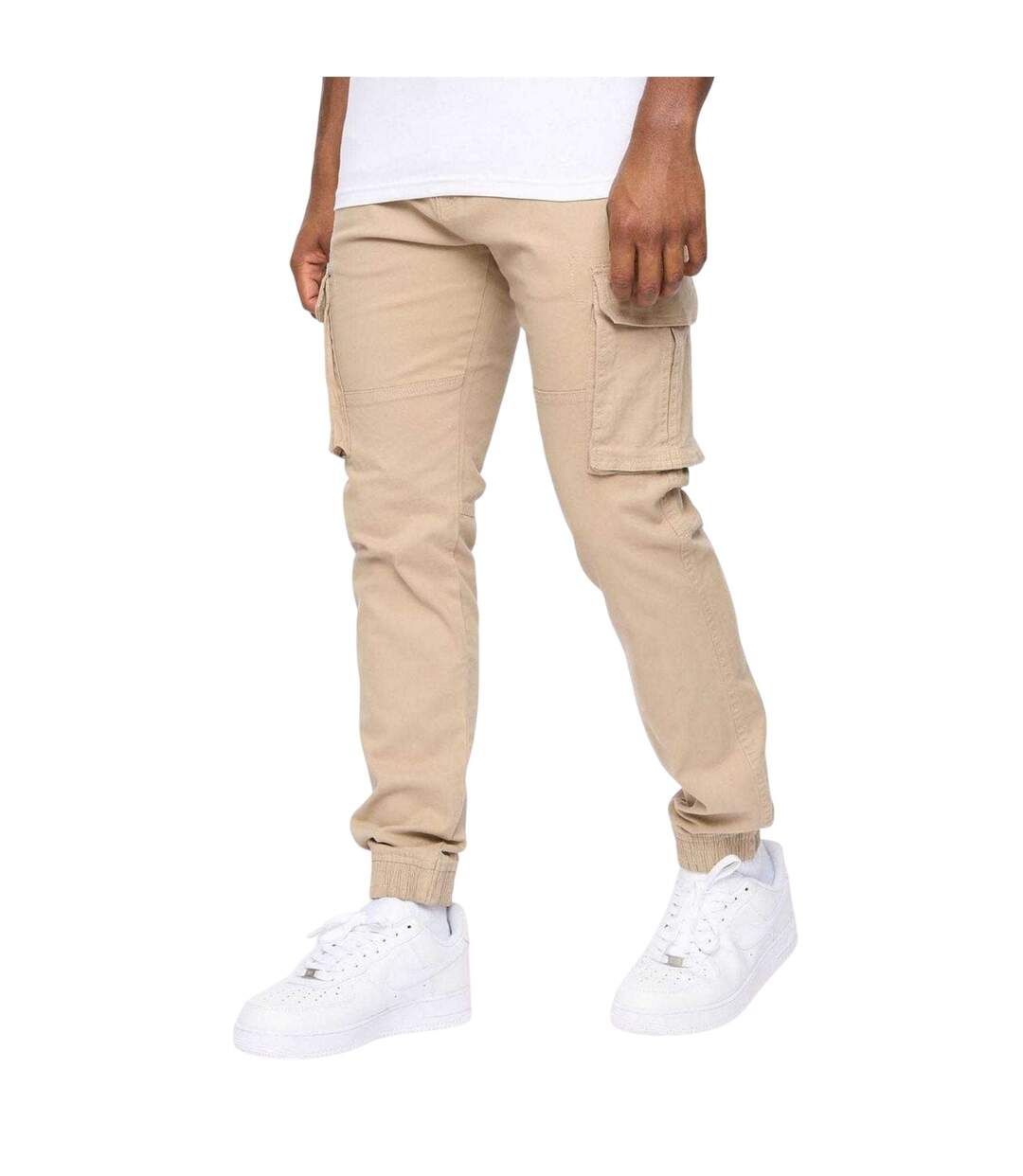 Pantalon À Poches Décontracté Homme Beige Gris Crosshatch-1
