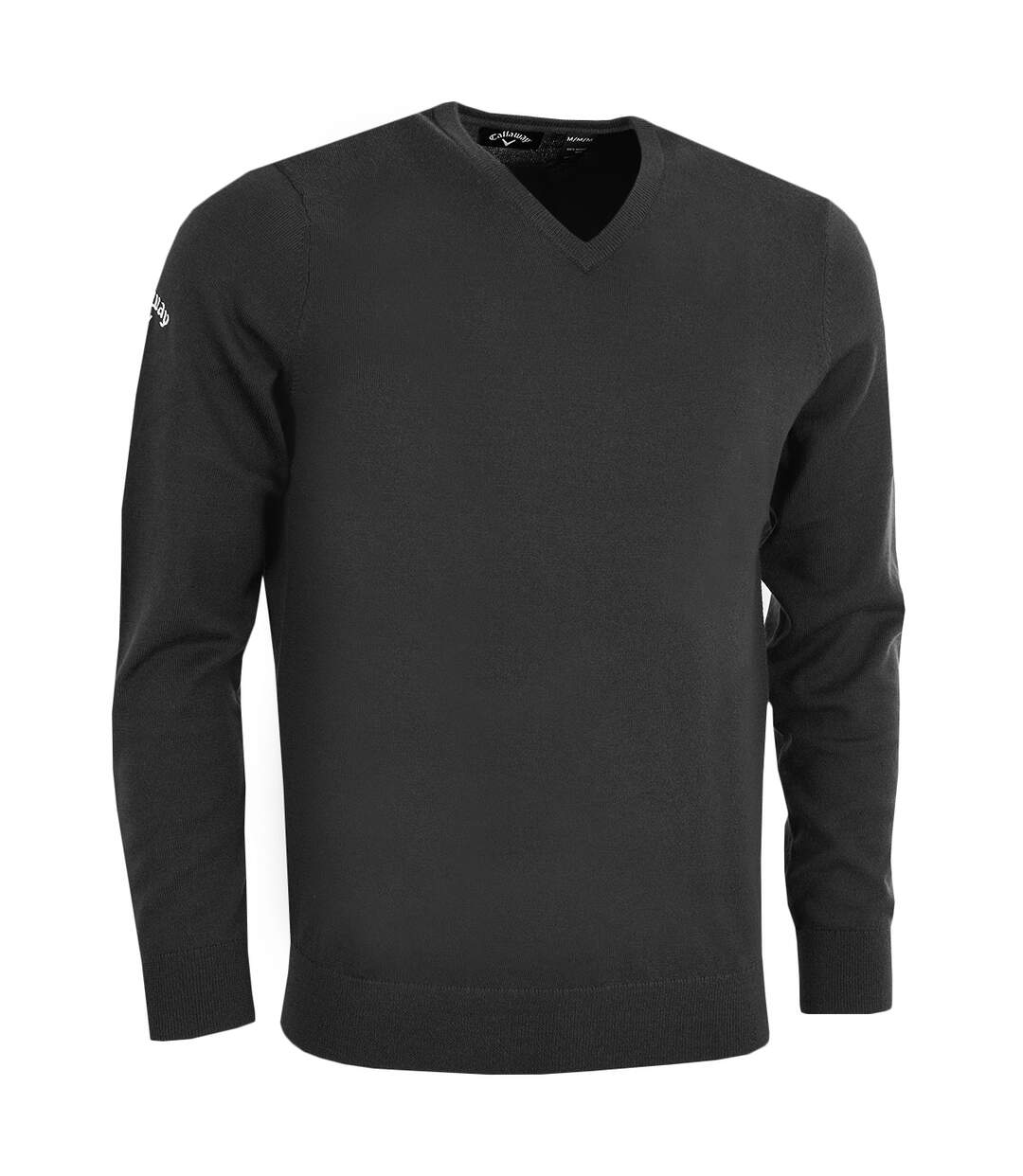 Callaway Mens Ribbed V Neck Merino Sweater (Black Onyx) - UTRW6253