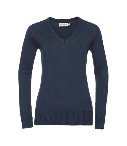 Russell Collection Womens/Ladies Cotton Acrylic V Neck Sweatshirt (French Navy) - UTPC5747