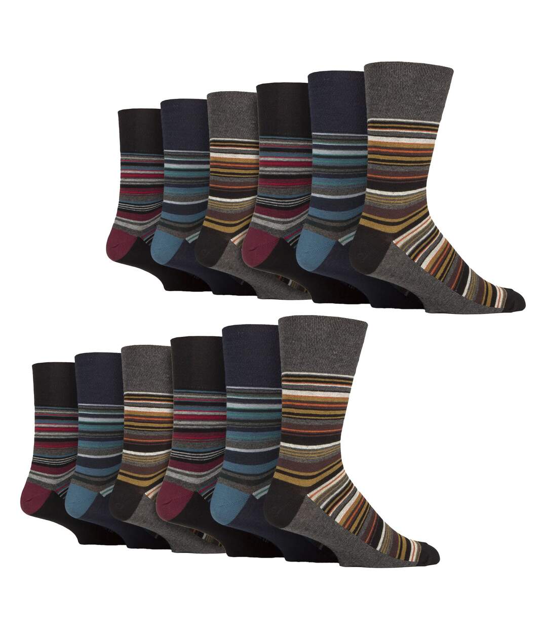 12 Pairs Mens Cotton Socks | Patterned Soft Non-Binding Everyday Socks-1