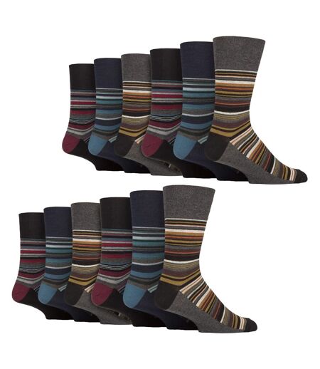 12 Pairs Mens Cotton Socks | Patterned Soft Non-Binding Everyday Socks