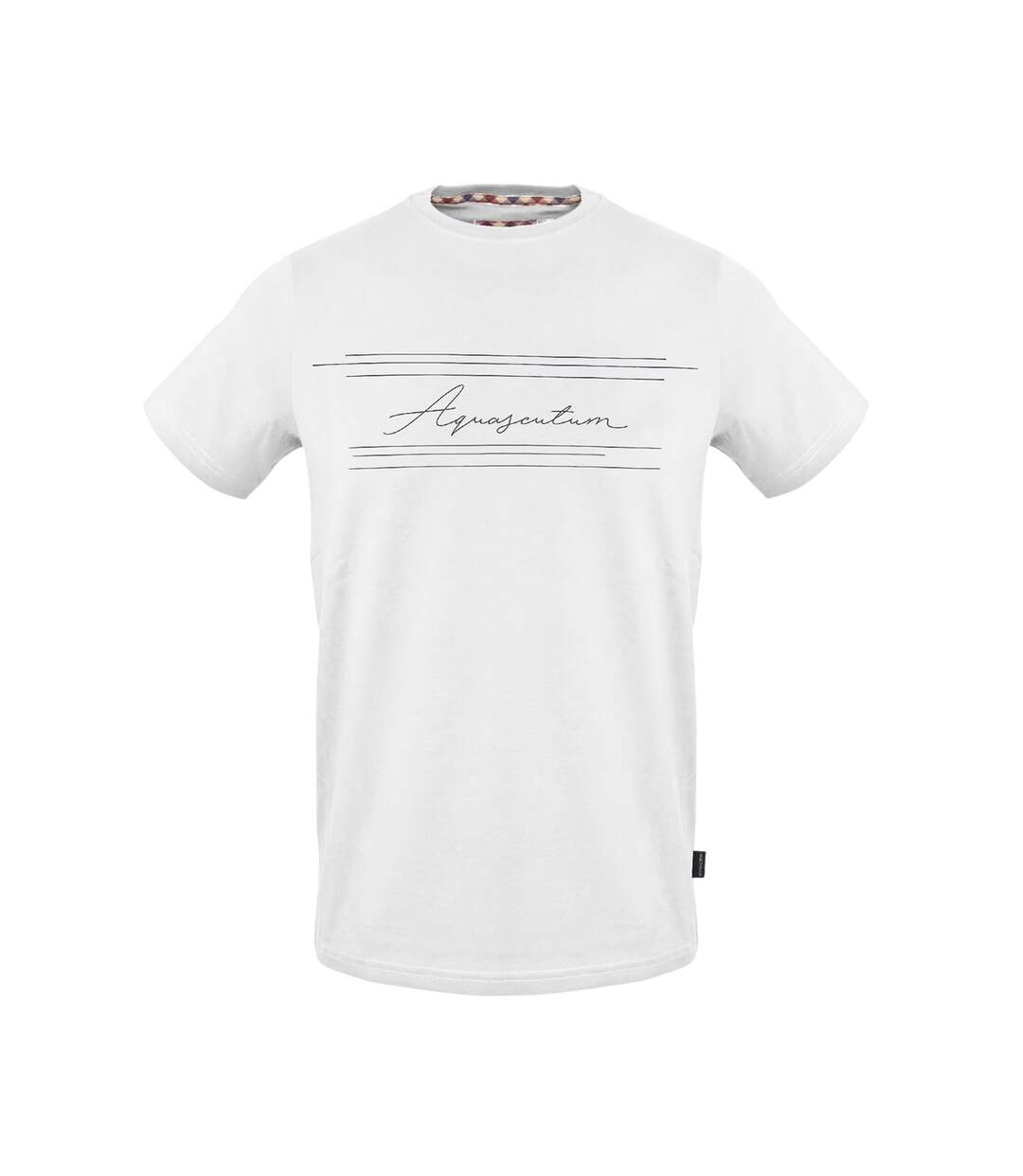 Mens Script Crew Neck T-shirt White Aquascutum-1