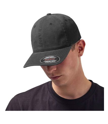 Flexfit Garment Washed Cotton Dad Baseball Cap (Black)