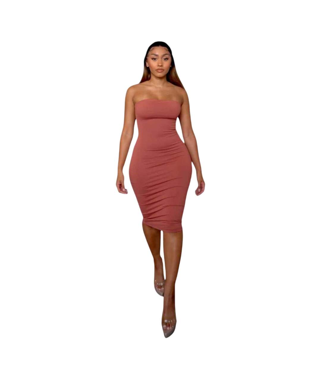 Robe Moulante Femme Rouge Pastel Honeyz-4