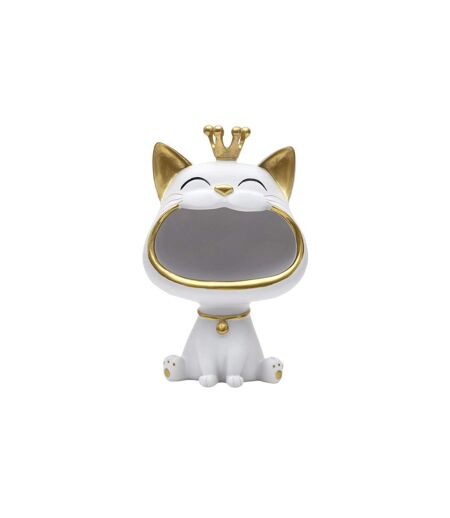 Vide-Poche Statue Chat 25cm Blanc