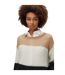 Womens/ladies Colour Block Crew Neck Sweater Top Black White Beige Boss-4