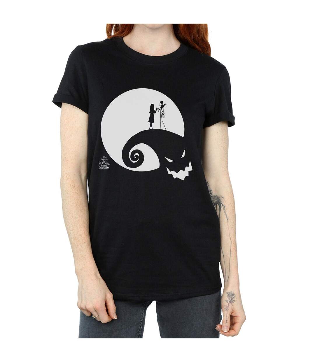 Disney Womens/Ladies Nightmare Before Christmas Moon Oogie Boogie Cotton Boyfriend T-Shirt (Noir) - UTBI41422-3