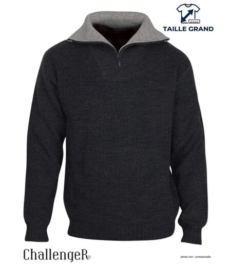CHALLENGER PRIMO5 — Pull camionneur col camionneur noir/anth : chaleur et style authentique