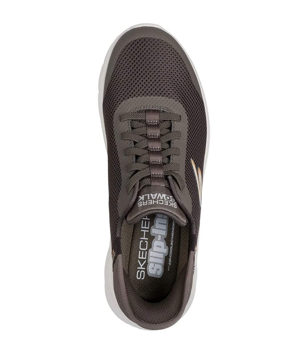 Mens Go Walk Hands Up Slip-on Trainers Brown Skechers-4