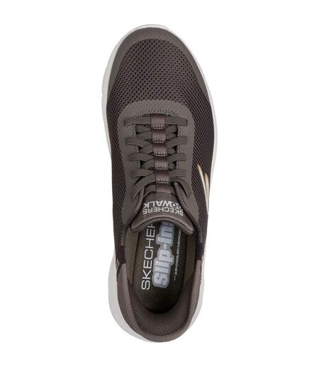 Mens go walk hands up slip-on trainers brown Skechers