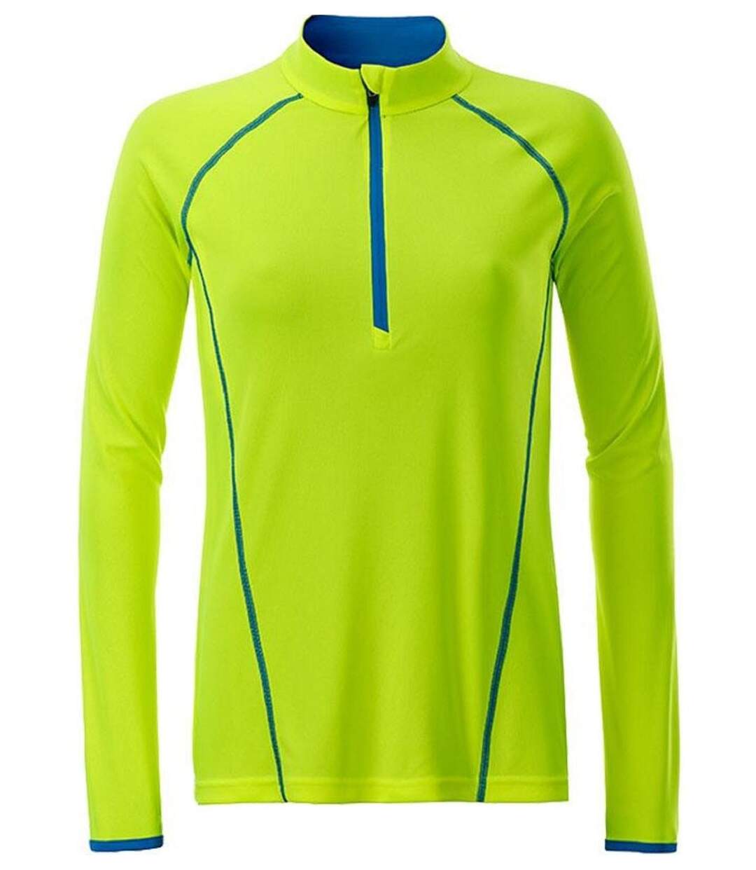 Maillot running respirant manches longues - Femme - JN497 - jaune et bleu vif-1