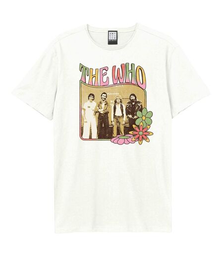 T-shirt Style The Who Hippy Flowers Adulte Vieux Blanc Amplified