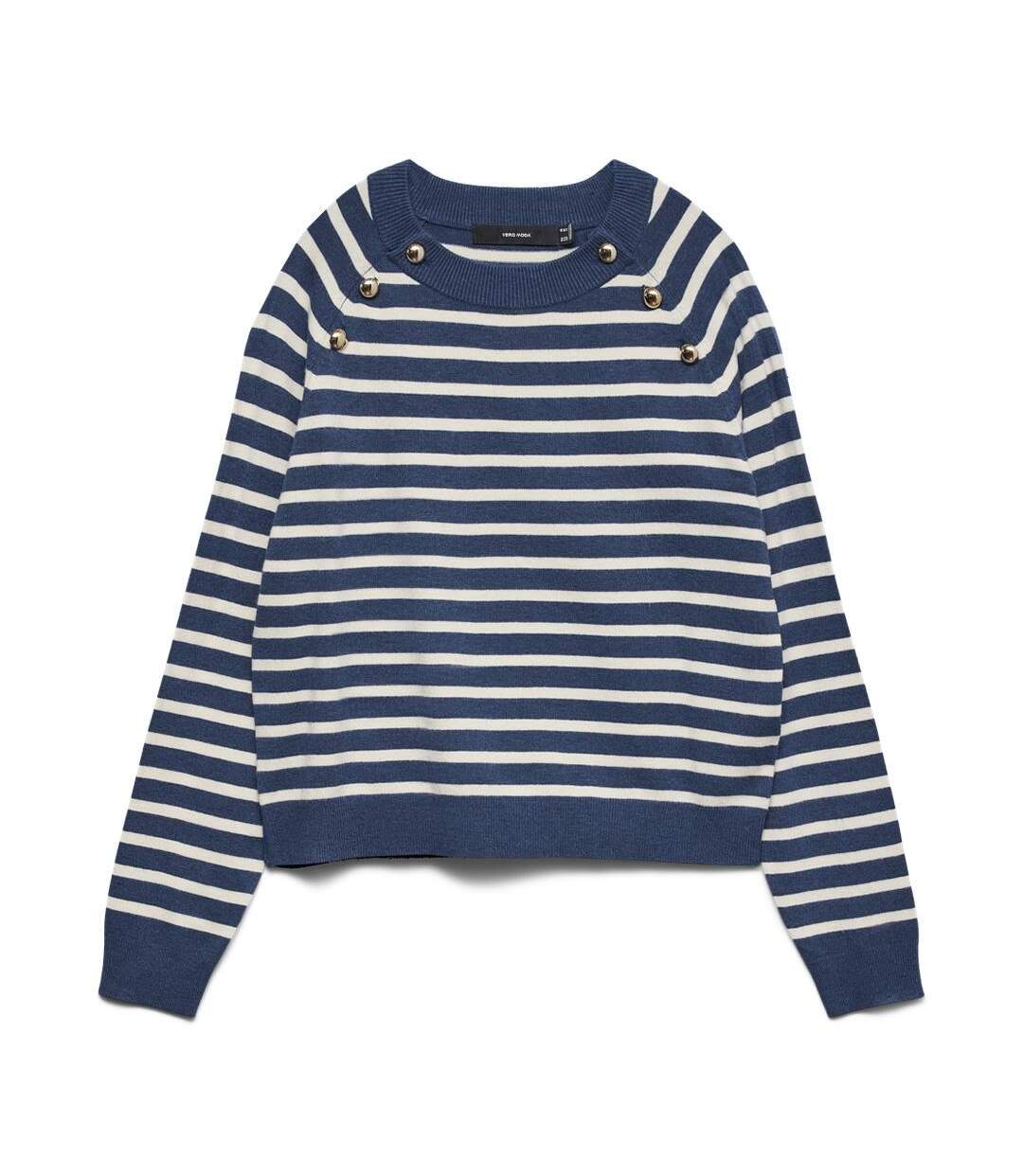 Pull bleu/beige femme vero moda happy-1