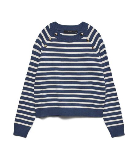 Pull bleu/beige femme vero moda happy