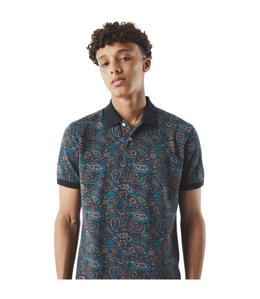 Mens Wonderwll Paispol Paisley Regular Polo Shirt Dark Grey Pretty Green-3