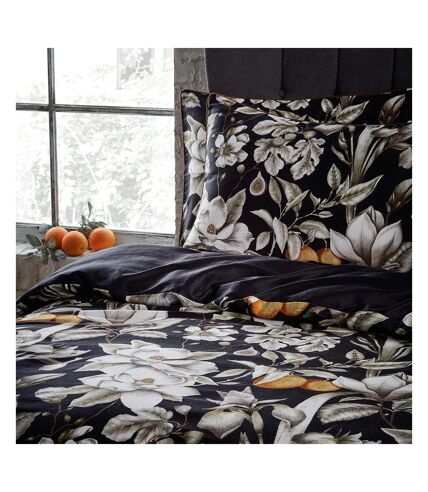 Lavish sateen floral duvet cover set black EW by Edinburgh Weavers