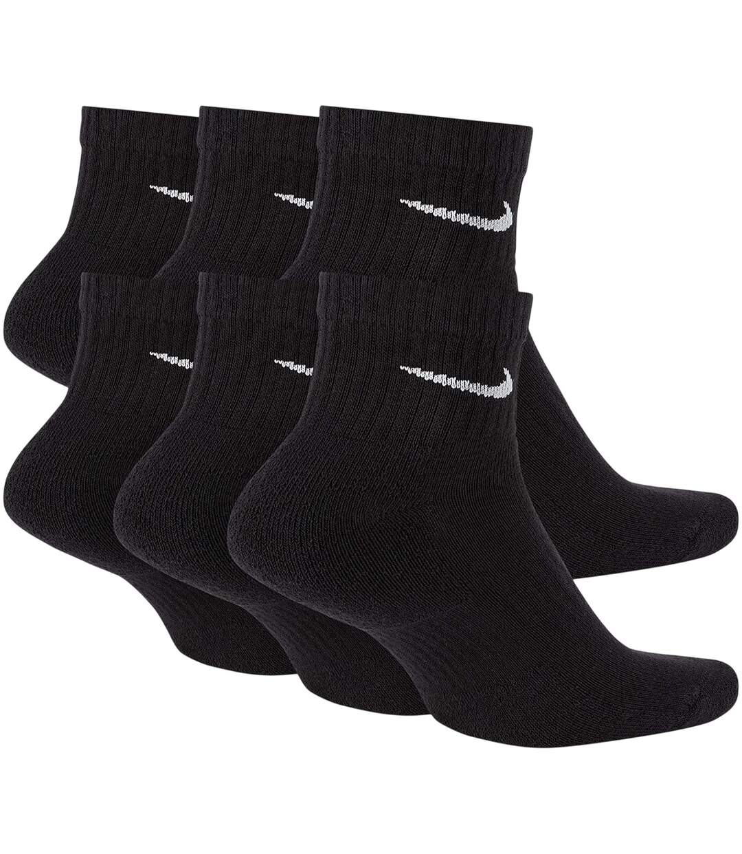 Lot De 6  Socquettes Motif/style Swoosh Homme Noir Blanc Nike-2
