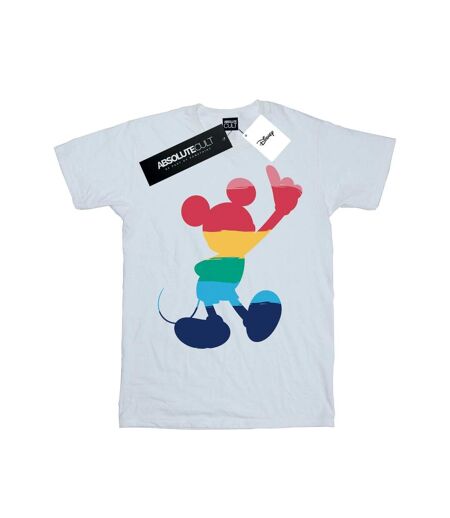 Disney Femme/Les femmes Mickey Mouse Rainbow Pose Coton Boyfriend T-Shirt (Blanc) - UTBI37986