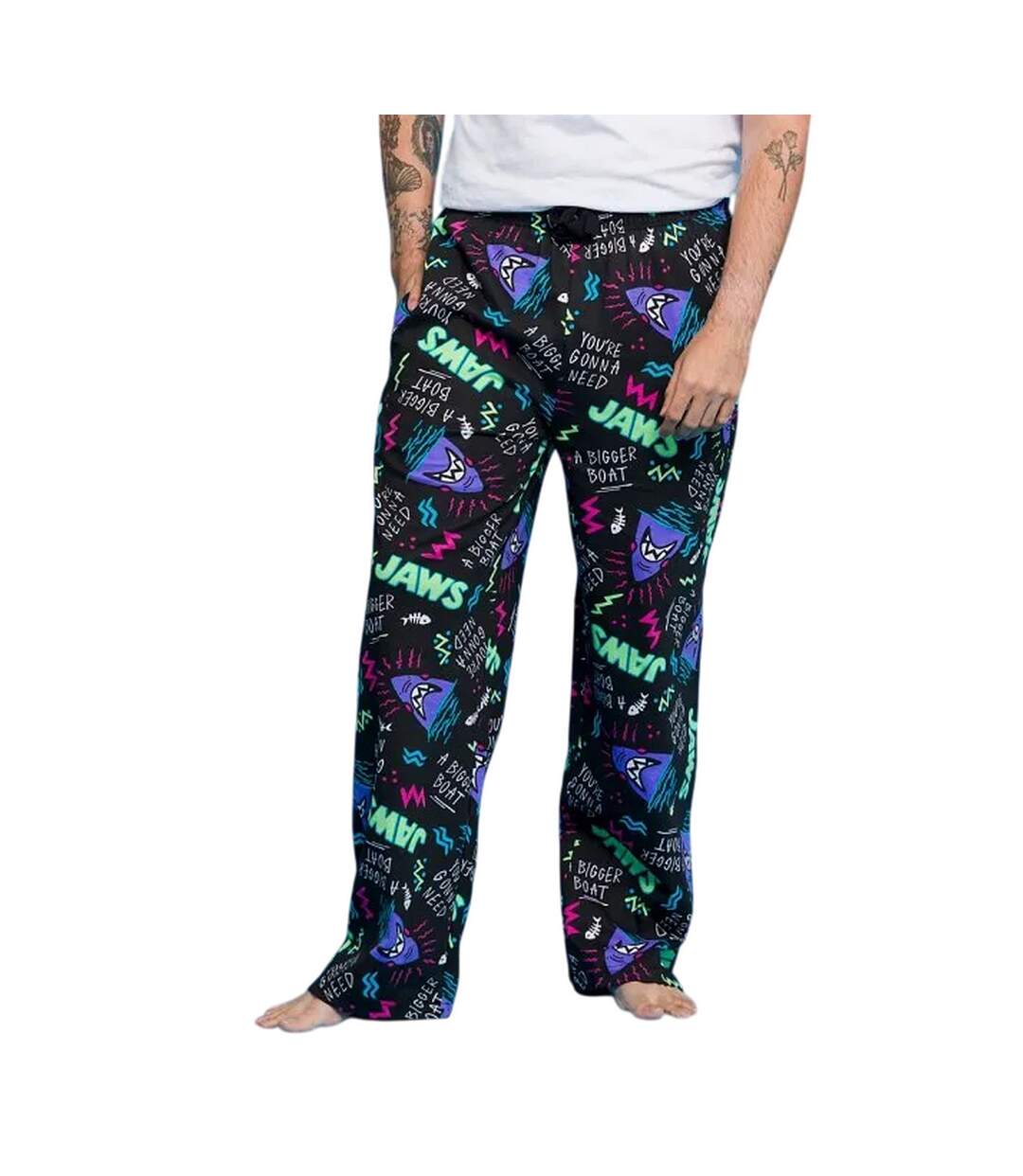 Pantalon De Détente Motif/style Imprimé Intégral Homme Noir Charbon Jaws-1