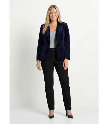 Veste blazer droite velours uni col tailleur