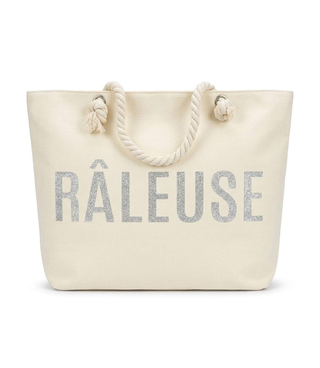 OZABI Sac de Plage Femme Jute Synthétique – Message Pailleté – Cordage-3