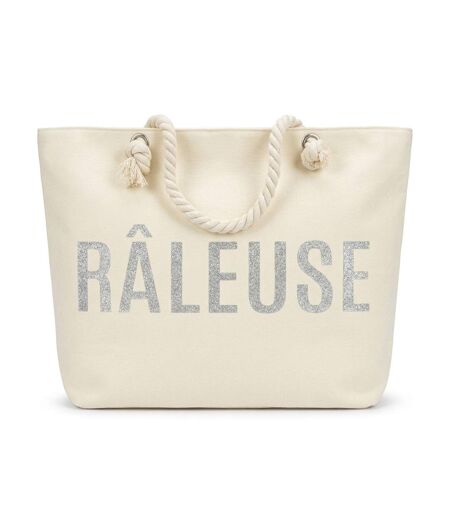 OZABI Sac de Plage Femme Jute Synthétique – Message Pailleté – Cordage
