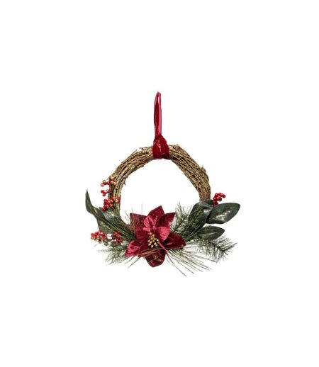 Couronne de Noël Poinsettia Soir 38cm Naturel
