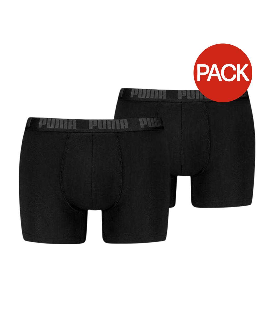 Pack Of 2  Mens Cotton Blend Boxer Briefs  Black Puma-1