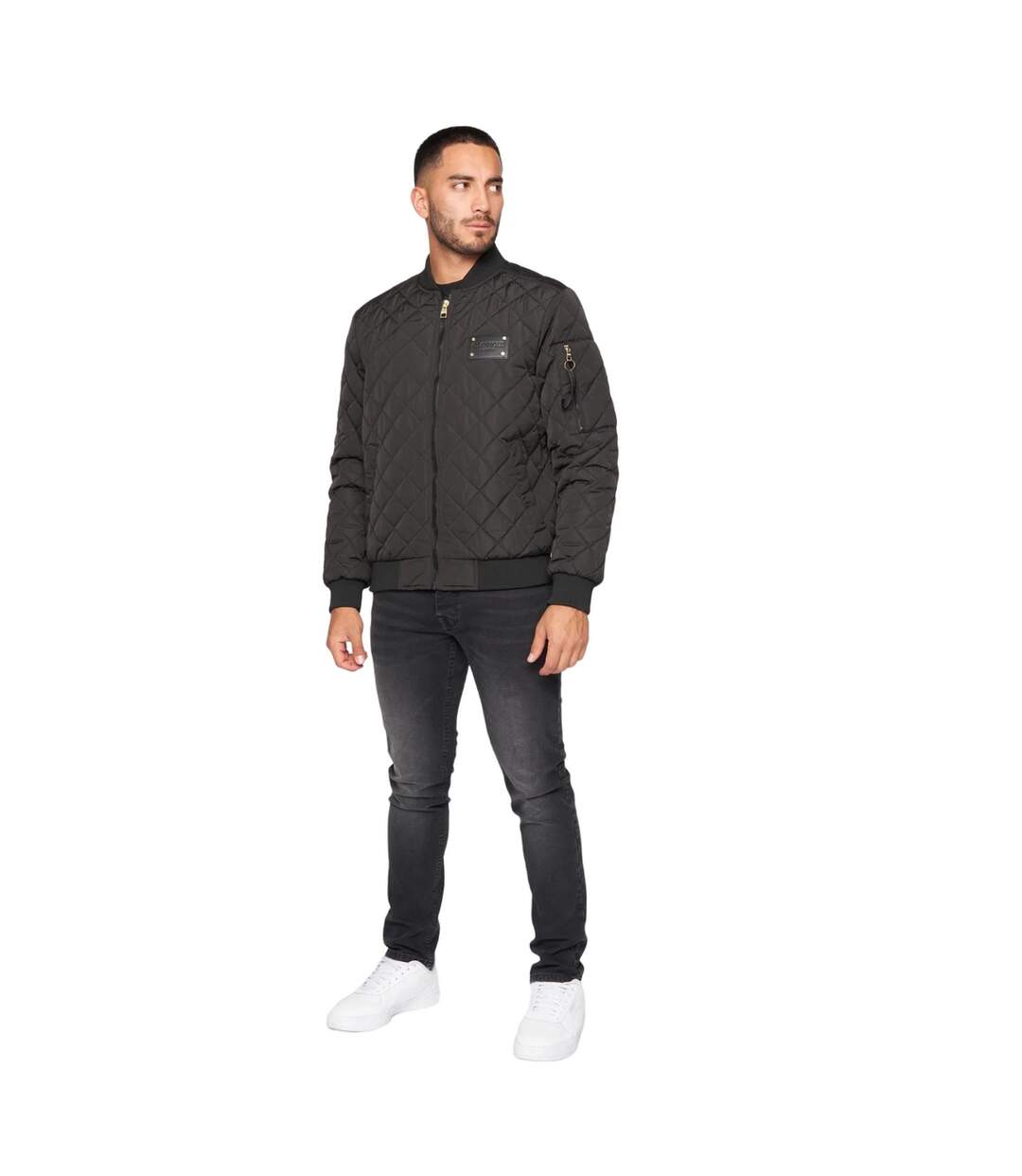 Mens Moritzio Quilted Bomber Jacket Black Glorious Gangsta-1