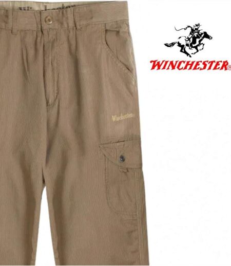 WINCHESTER WE1280C — Pantalon détente camel : l'élégance du coton à rayures