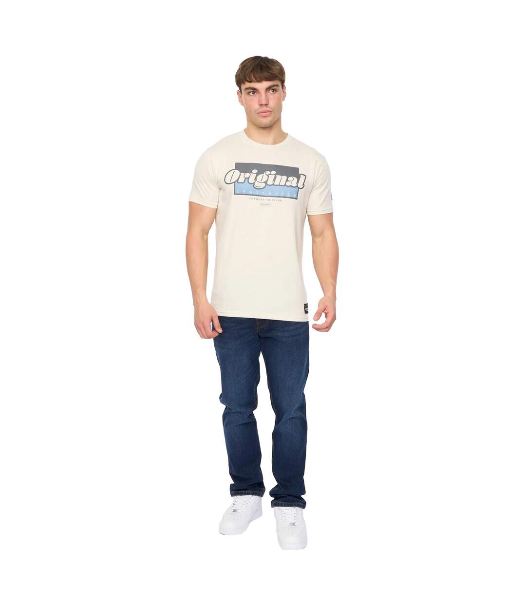 Mens Chevin T-shirt Off White Crosshatch-4