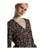 Womens/ladies Ditsy Print Button Front Puff Sleeve Top Black Glamorous-4