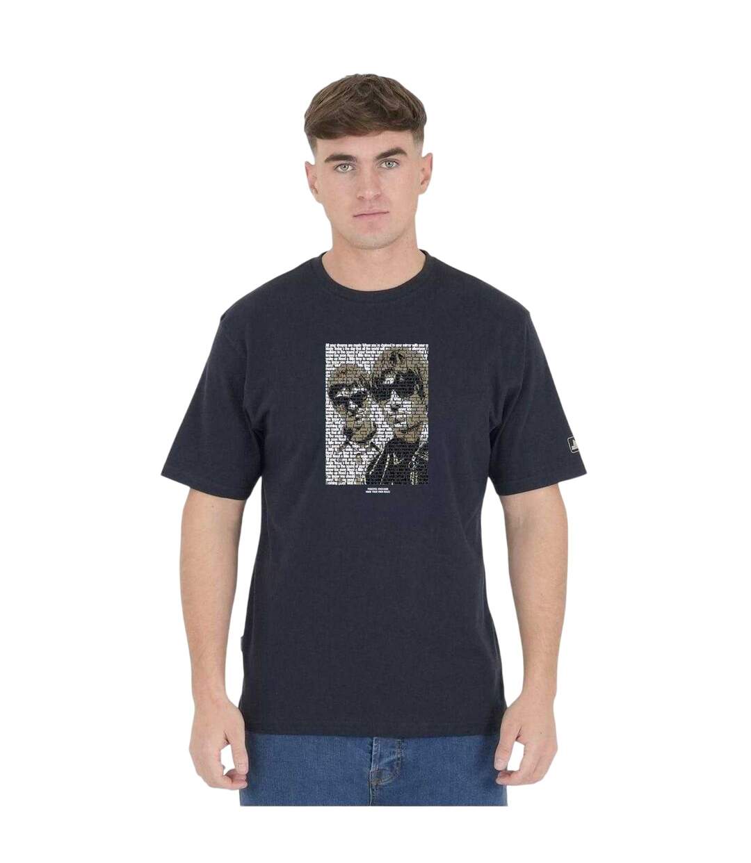 T-shirt Motif/style Lettrage Brothers Homme Bleu Marine Peaceful Hooligan-1