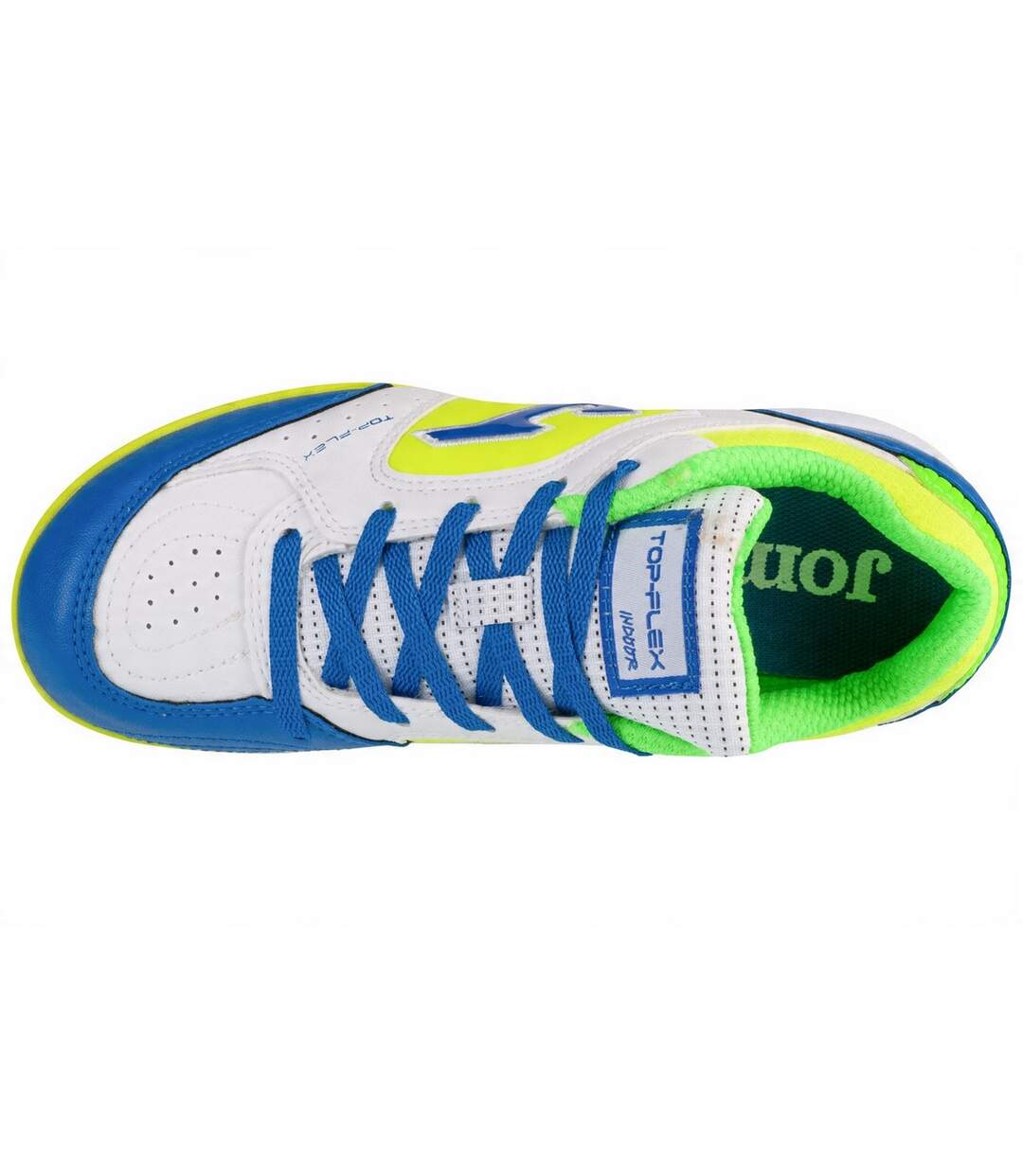 Childrens/kids Top Flex Football Boots White Green Blue Joma-3