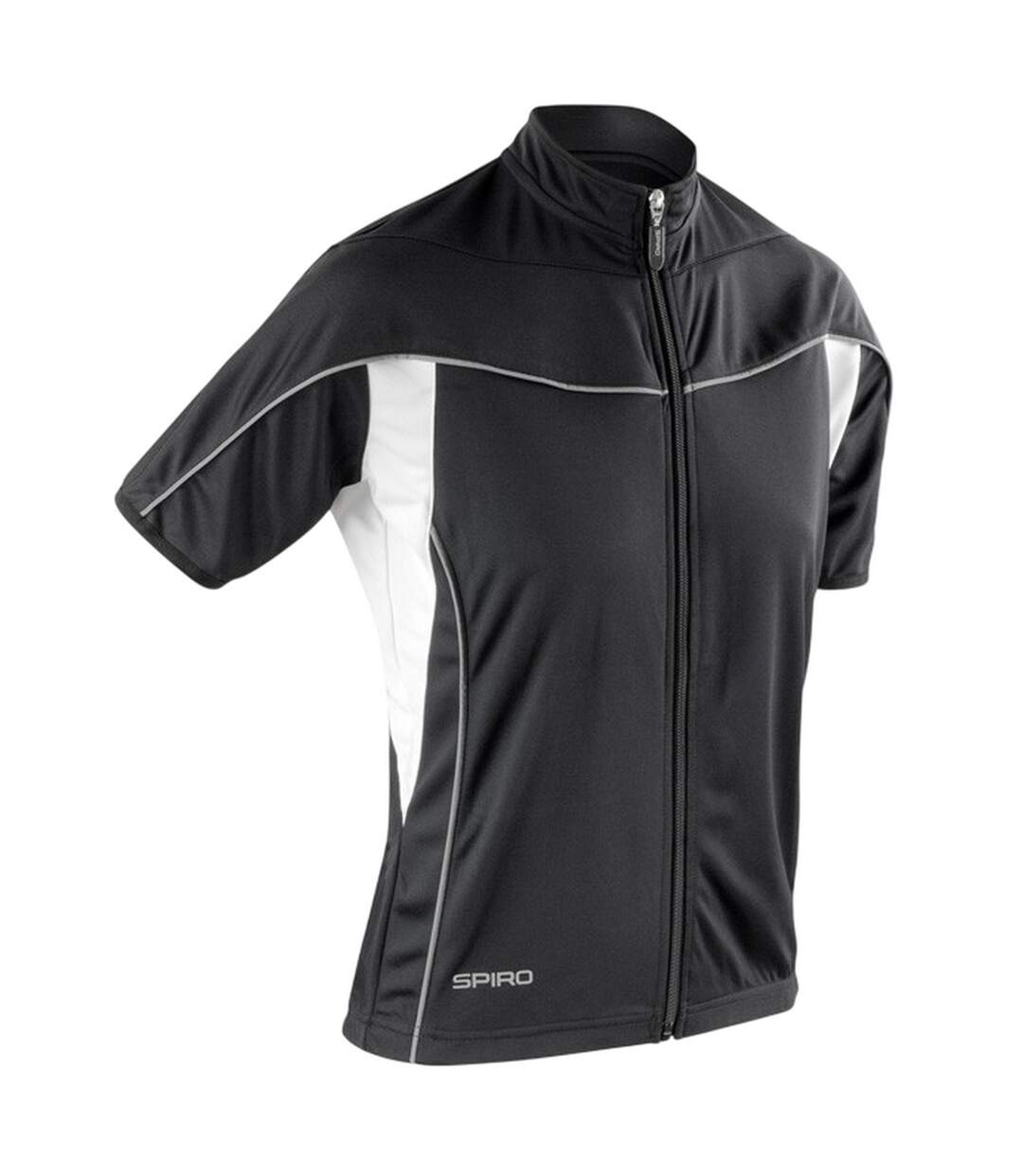 Womens/ladies Bikewear Performance Full Zip Jersey Black White Spiro-1