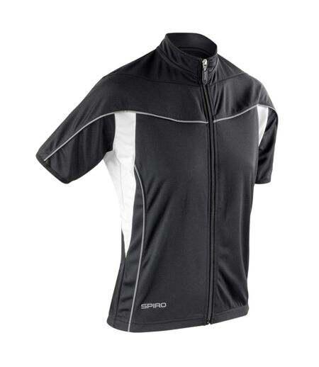 Womens/ladies Bikewear Performance Full Zip Jersey Black White Spiro