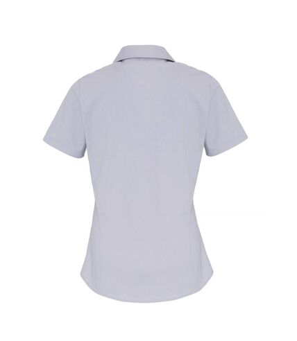 Premier Womens/Ladies Stretch Short-Sleeved Formal Shirt (Silver)