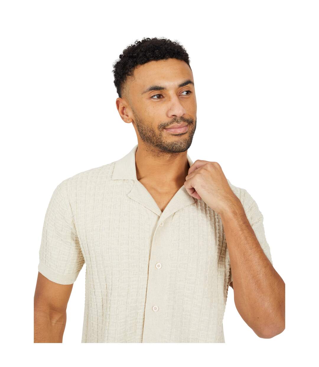 Chemise Motif/style Boutonné Homme Écru Chiné Brave Soul-4