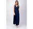Robe longue élégante unie bleu marine PAULINE Coton Du Monde-2