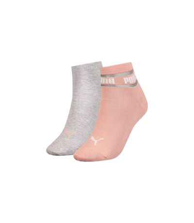 PUMA Lot de 2 paires de Socquettes Femme Coton PLAIN Pêche Souris