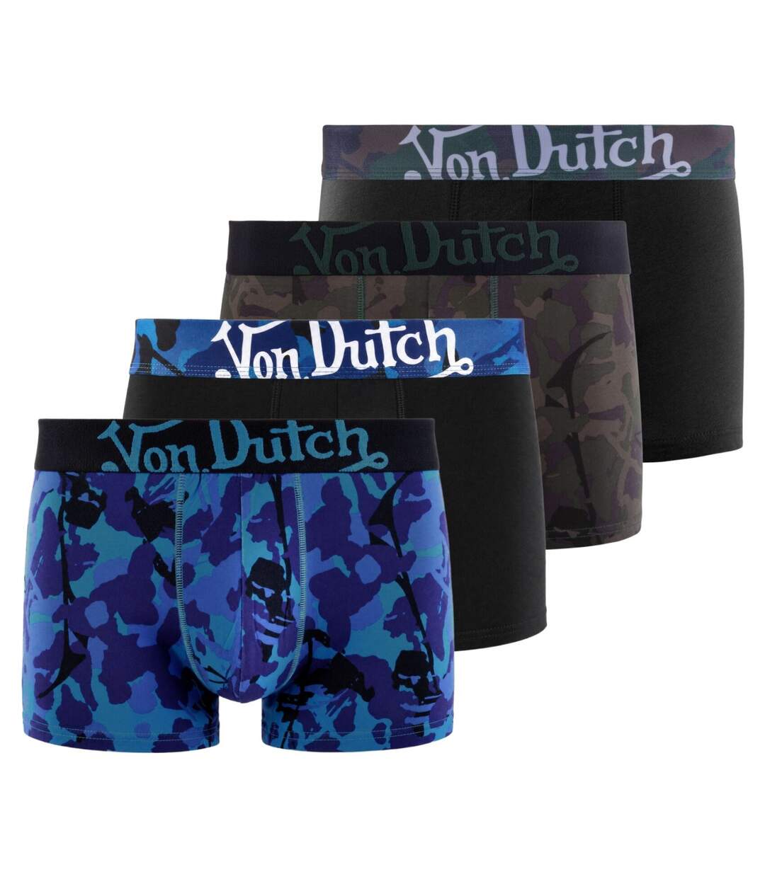 Lot de 4 boxers homme en coton imprimé Camouflage et Cloud Vondutch-1