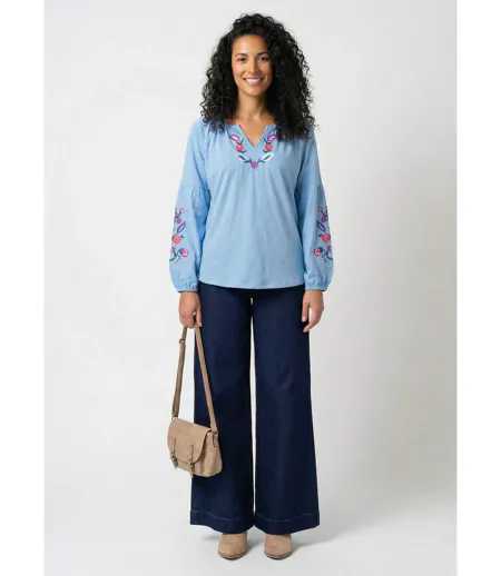 Jean large 5 poches taille haute