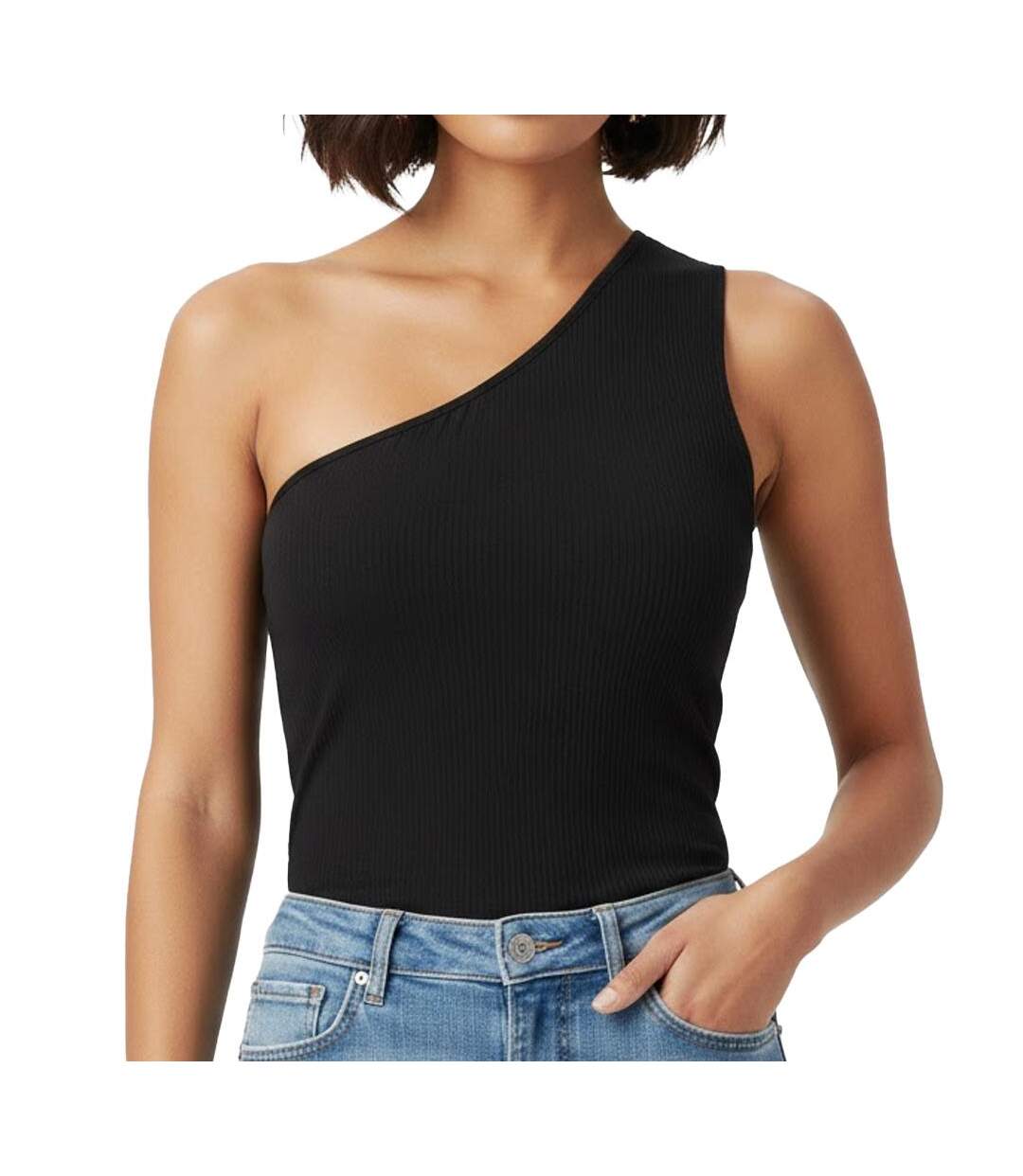 T-Shirt noir femme pieces cruka-1