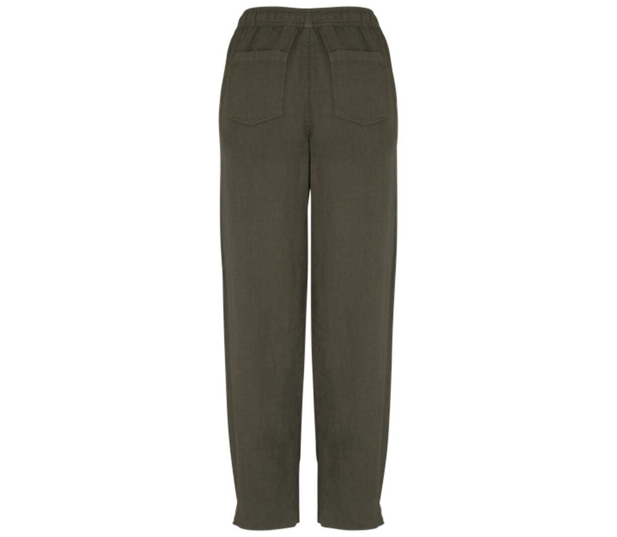 Pantalon en lin - Femme - PATS733 - vert kaki-3