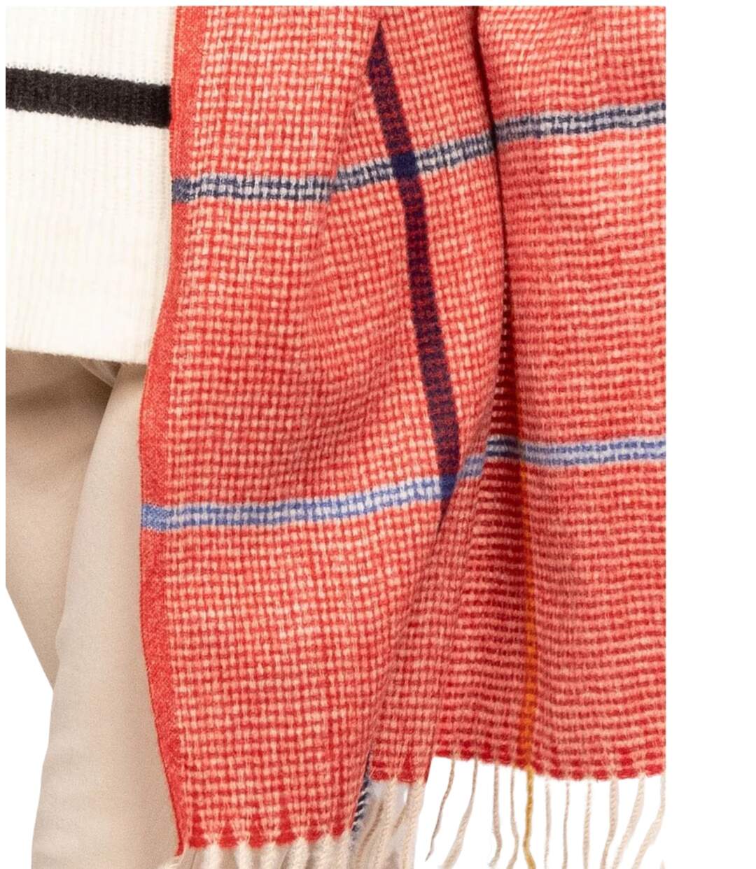 écharpe élégante Rouge en Laine Viscose avec Franges-2
