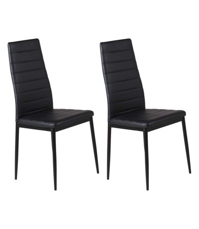 Chaise dossier haut en acier et polyuréthane noir Slim (Lot de 2)