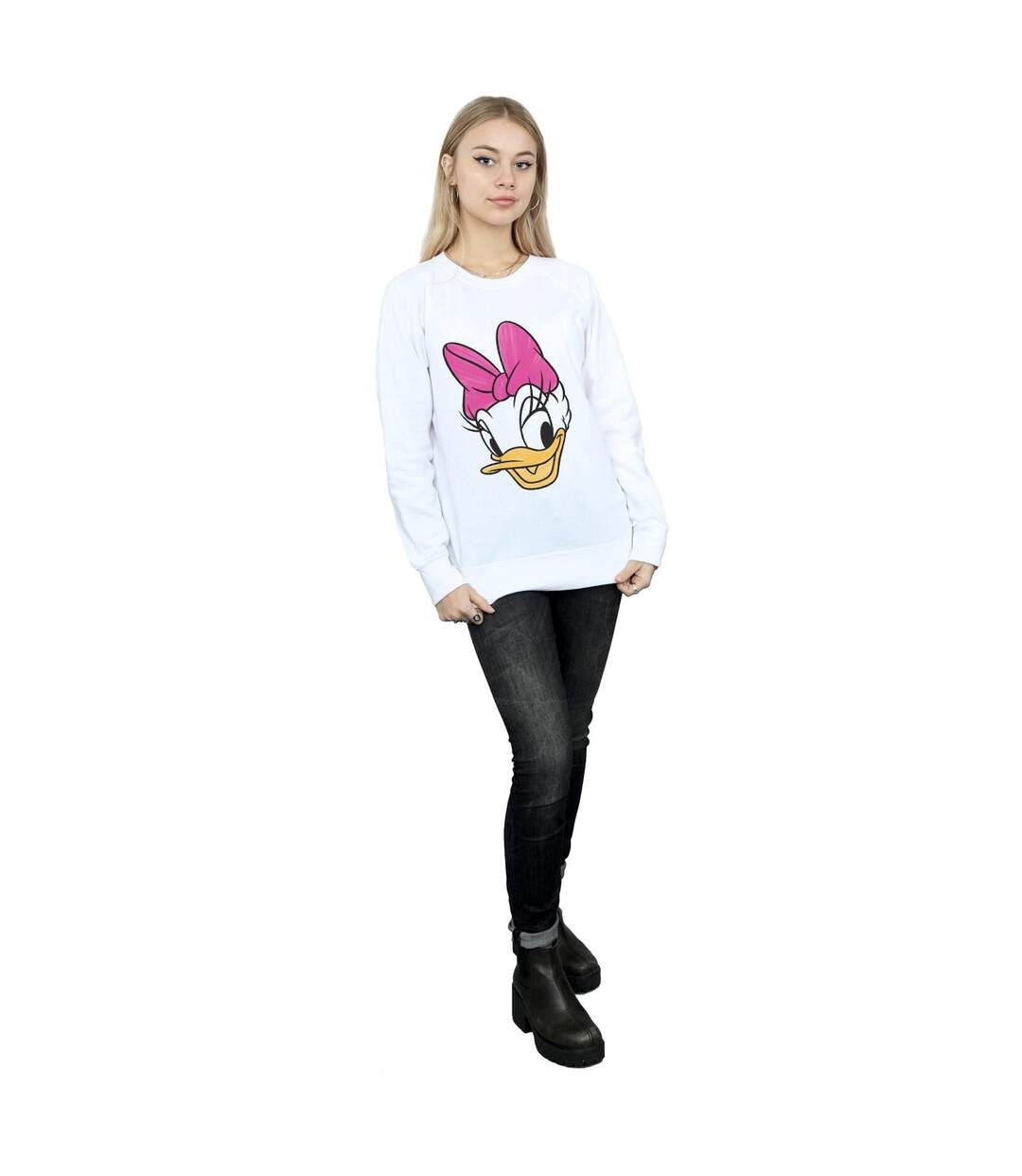 Disney Sweatshirt peint Daisy Duck Head Womens/Ladies (Blanc) - UTBI26956-4