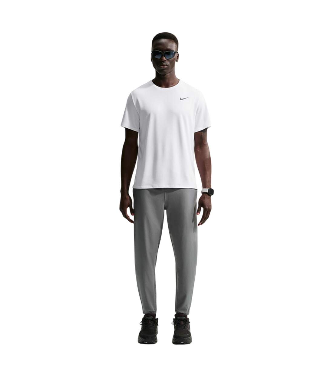T-shirt Motif/style Swoosh Miler Homme Blanc Nike-3