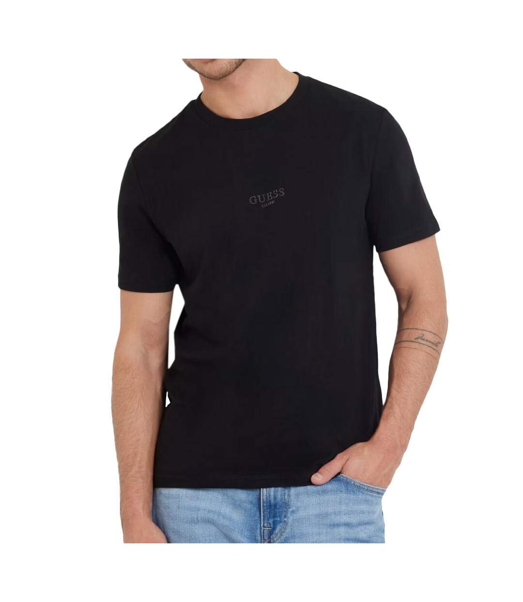 T-shirt Noir Homme Guess Aidy - S